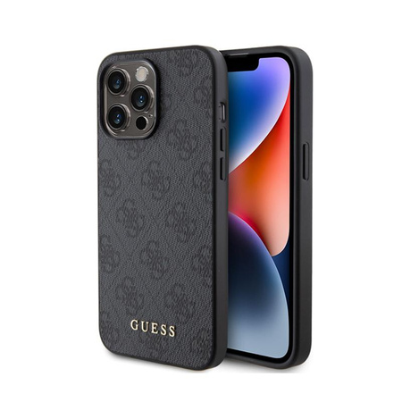 Guess 4G Metall Gold Logo - iPhone 15 Pro Max Tasche (grau)