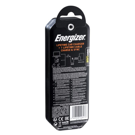 Energizer HardCase - Autótöltő 2x USB-A 17W 3.4A + MFi tanúsított Lightning kábel (fekete)