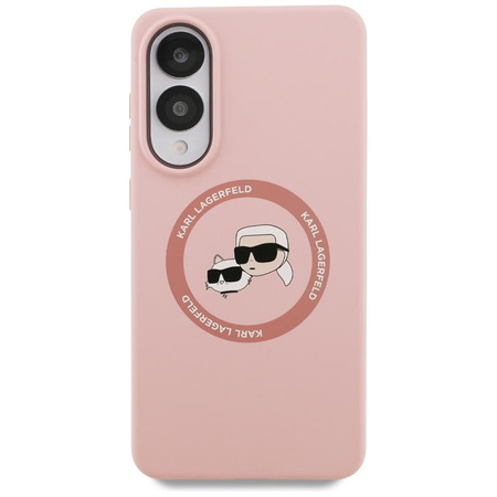 Karl Lagerfeld Silicone Double Heads And Circle MagSafe – Hülle für Samsung Galaxy S25 Edge (rosa)