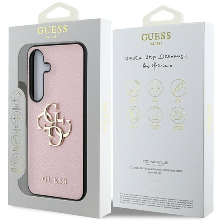 Guess Grained Big 4G Logo Small Classic Logo - étui pour Samsung Galaxy S25+ (rose)