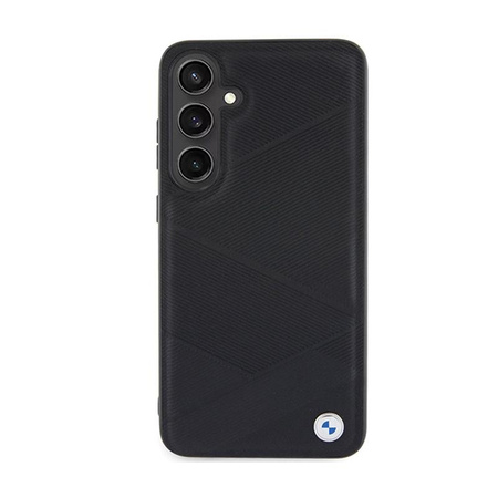 BMW Signature Leather Crossing Lines Pattern - Tasche für Samsung Galaxy S24+ (Schwarz)