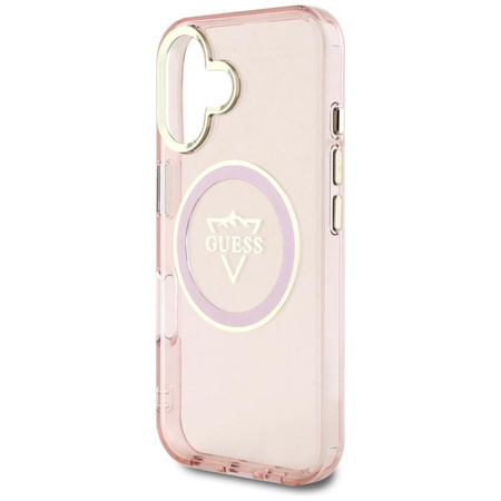 Guess IML Metal Mountain Logo MagSafe - Hülle für iPhone 16 (rosa)
