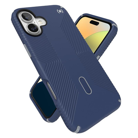 Speck Presidio2 Grip ClickLock & MagSafe - Coque pour iPhone 16 Plus (Bleu côtier / Gris poussière / Blanc)