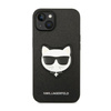 Karl Lagerfeld Saffiano Choupette Head Patch Case - Hülle für iPhone 14 Plus (Schwarz)
