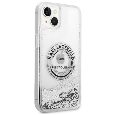 Karl Lagerfeld Liquid Glitter Round RSG Logo Case - iPhone 14 Case (silver)
