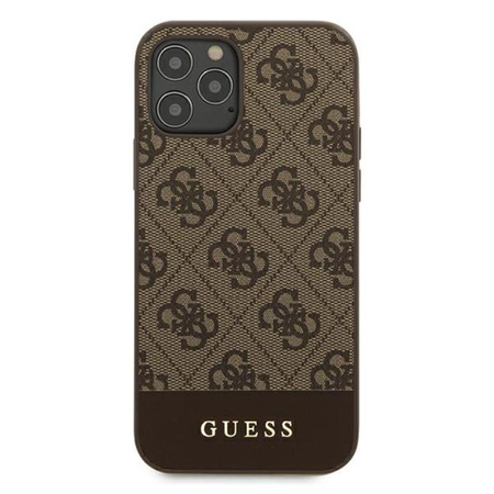 Guess 4G Bottom Stripe Collection - pouzdro pro iPhone 12 / iPhone 12 Pro (hnědé)