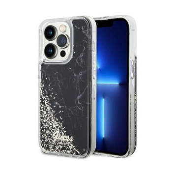 Guess Liquid Glitter Marble - iPhone 14 Pro tok (fekete)