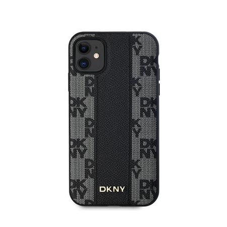 DKNY Leather Checkered Mono Pattern MagSafe - Hülle für iPhone 11 (Schwarz)