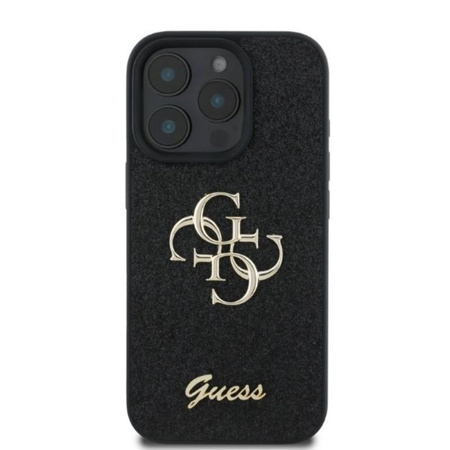 Guess Fixed Glitter Big 4G - Etui iPhone 16 Pro (czarny)