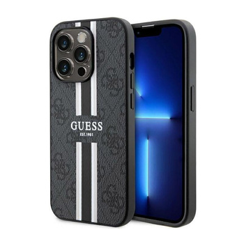 Guess 4G Étui MagSafe à rayures imprimées - iPhone 14 Pro Max (Noir)