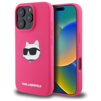Karl Lagerfeld Silikon Choupette Kopf drucken MagSafe - iPhone 16 Pro Fall (fuchsia)