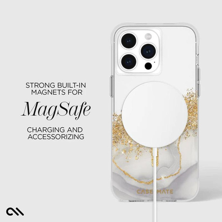 Case-Mate Karat MagSafe - iPhone 15 Pro Max tok arannyal díszített (Márvány)