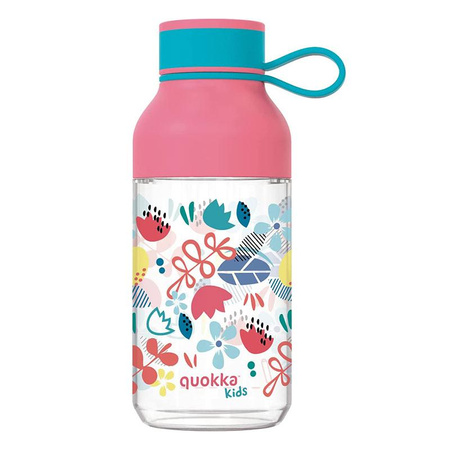 Quokka Ice Kids with strap - 430 ml tritan water bottle with strap (Flowers)