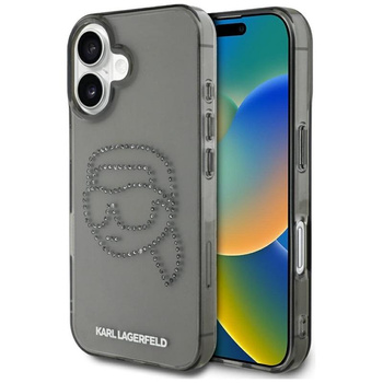 Karl Lagerfeld IML Rhinestones Karl Head - Hülle für iPhone 16 (schwarz)