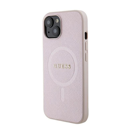 Guess Saffiano MagSafe - Etui iPhone 15 Plus (różowy)