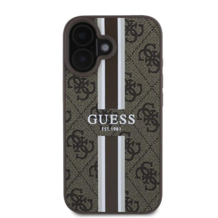 Guess 4G Printed Stripes MagSafe - Pouzdro iPhone 16 (hnědé)