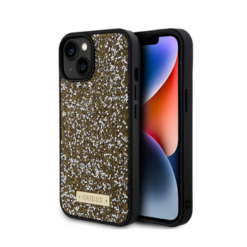 Guess Rhinestone Metal Logo - pouzdro na iPhone 15 (žluté)