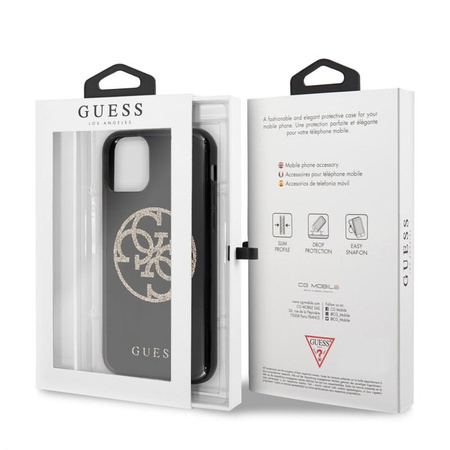 Guess Circle Glitter 4G - Etui iPhone 11 (czarny)