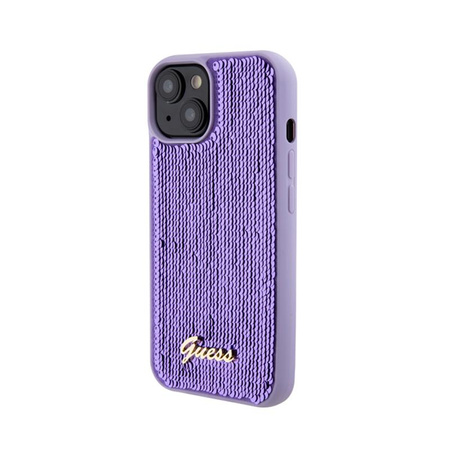 Guess Sequin Script Metal - Coque iPhone 15 (violet)