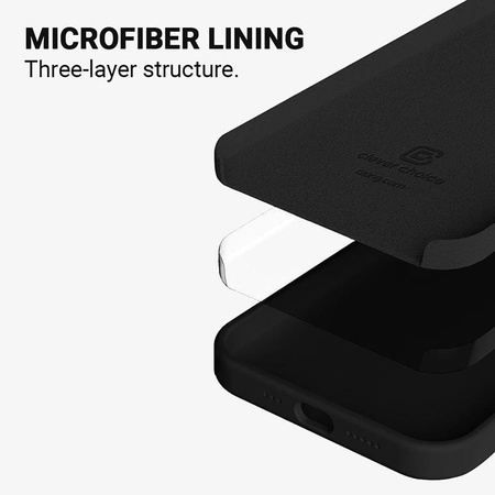 CZARNE ETUI SILIKONOWE DO IPHONE 13 PRO Crong Z MIKROFIBRĄ ELEGANCKIE