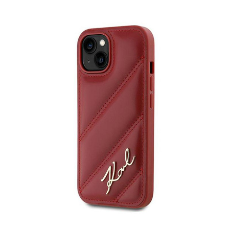 Karl Lagerfeld Diagonal Quilted Script - Etui iPhone 15 / 14 / 13 (rouge)
