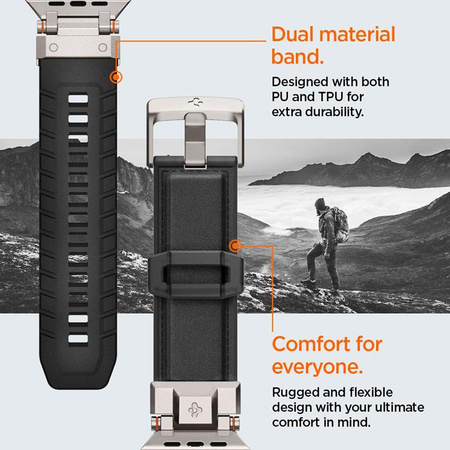 Spigen DuraPro Armor PU - Bracelet pour Apple Watch 42/44/45/49 mm (noir)