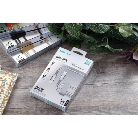 Momax Elite link - Cable from USB-C (Power Delivery Fast Charging 3A) to Lightning MFi 1.2 m (Silver)