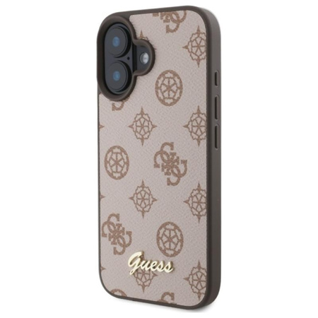 Guess Peony Script MagSafe - Coque iPhone 16 (marron)