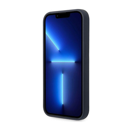 BMW Liquid Silicone Case Metal Logo MagSafe - Coque pour iPhone 14 Pro (Bleu marine)