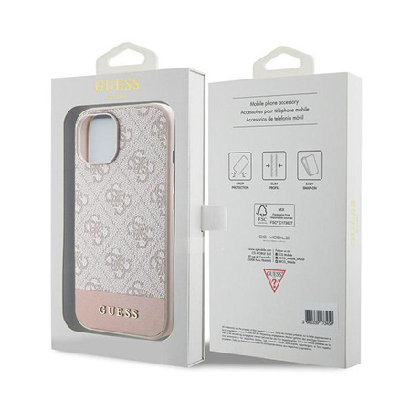 Guess 4G Bottom Stripe Collection - Coque pour iPhone 15 (rose)