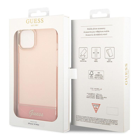 Průsvitné pouzdro Guess - iPhone 14 Plus (růžové)