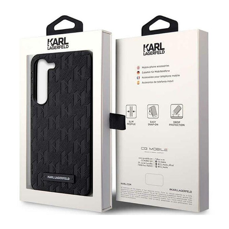 Karl Lagerfeld Saffiano Monogramm Metall Logo - Samsung Galaxy S23+ Tasche (schwarz)