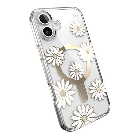 Speck Presidio Lux ClickLock & MagSafe - pouzdro pro iPhone 16 Plus (Sunshine Daisies / Clear / Gold)