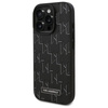 Karl Lagerfeld Leder Monogramm Metall Logo MagSafe - iPhone 16 Pro Tasche (schwarz)