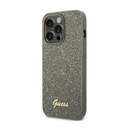 Guess Glitter Flakes Metal Logo Case - Coque iPhone 14 Pro Max (verte)