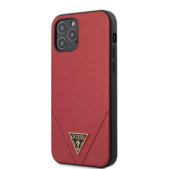 Guess Saffiano V - Etui iPhone 12 / iPhone 12 Pro (czerwony)