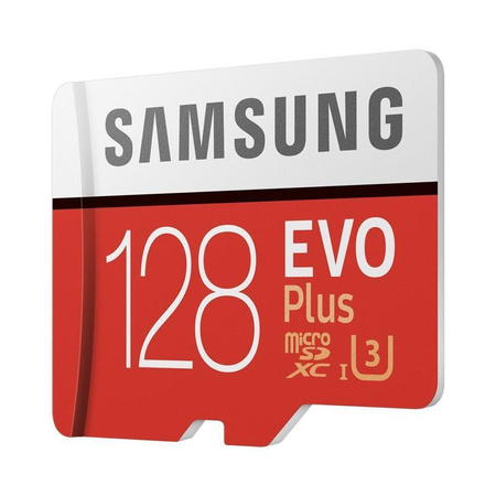Samsung microSDXC Evo+ - 128 Go Classe 10 UHS-I U3 100/60 Mo/s carte mémoire avec adaptateur