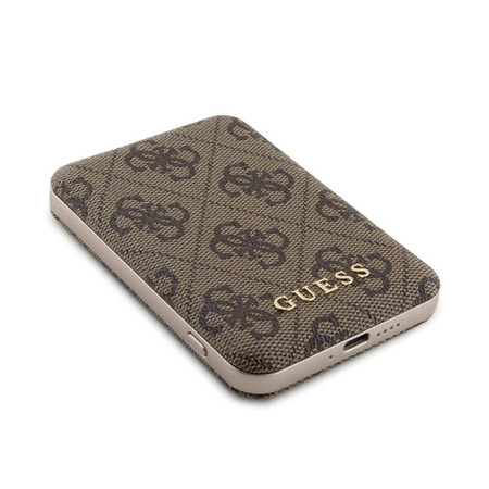 Guess Bundle Pack MagSafe 4G Metal Gold Logo - Case Set + Power Bank 5000mAh MagSafe iPhone 15 (brown)