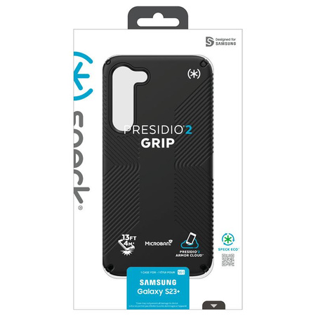 Speck Presidio2 Grip - Étui antidérapant pour Samsung Galaxy S23+ (Noir/Noir/Blanc)