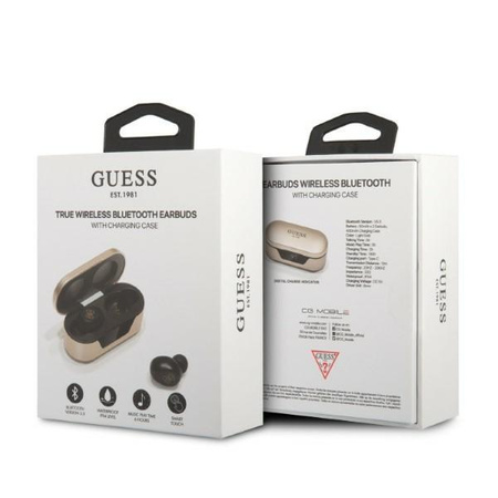 Guess True Wireless Earphones BT5.0 5H - TWS headphones + charging case (gold)