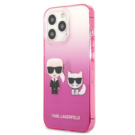 Karl Lagerfeld Gradient Ikonik Karl & Choupette - Coque iPhone 13 Pro Max (rose)