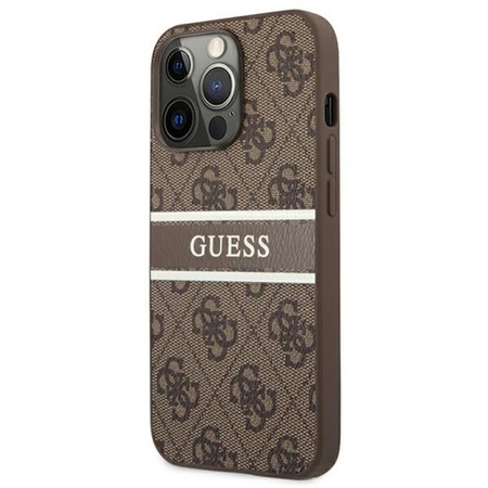 Guess 4G Printed Stripe - Coque iPhone 13 Pro Max (marron)