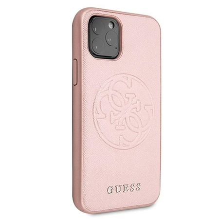 Guess Saffiano 4G Circle Logo - Coque iPhone 11 Pro Max (rose)