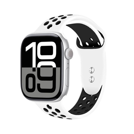 Crong Duo Sport - Bracelet pour Apple Watch 44/45/46/49 mm (blanc/noir)