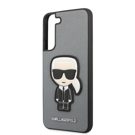 Karl Lagerfeld Saffiano Ikonik Patch - Etui Samsung Galaxy S22+ (srebrny)