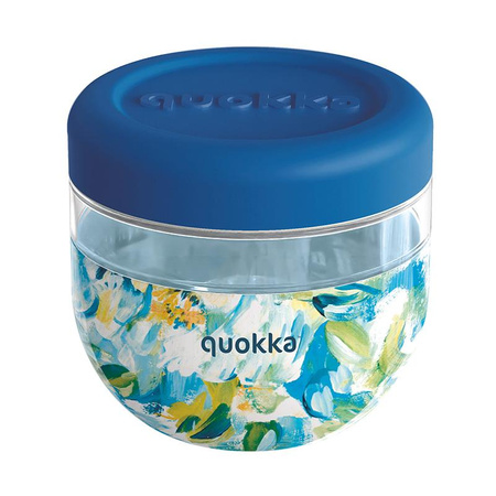 Quokka Bubble Food Jar - Plastic food container / lunchbox 770 ml (Blue Peonies)