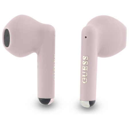 Guess Printed Classic Logo - sluchátka Bluetooth TWS + nabíjecí pouzdro (růžové)
