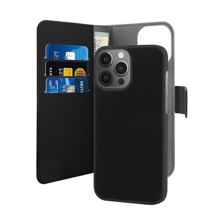 PURO Peněženkové odnímatelné pouzdro 2 v 1 pro iPhone 13 Pro Max (černé)