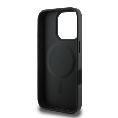 Pouzdro Guess 4G MagSafe s potiskem pruhů - iPhone 16 Pro (černé)