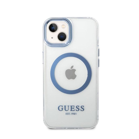 Guess Metal Outline Magsafe - Coque pour iPhone 14 Plus (transparent / bleu)